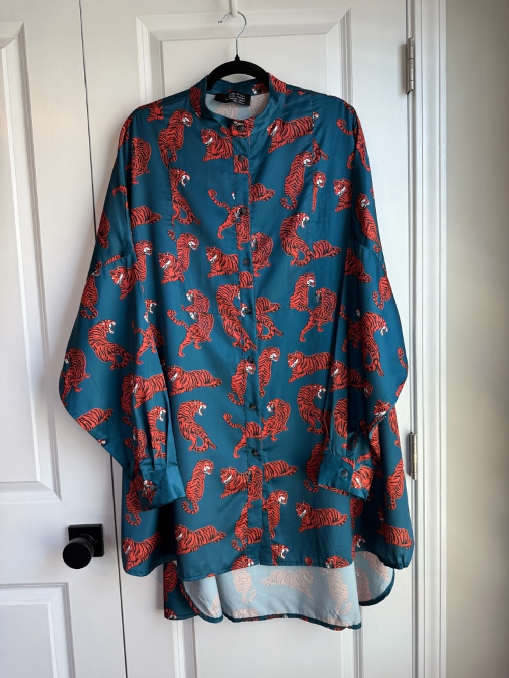 Dressed in LALA Satin Playsuit TOP ONLY in Wild Woman Size Small